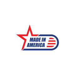 Made in America logo design with star silhouette isolated on white background