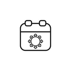 Summer season spiral calendar outline icon, vector illustration in trendy style. Editable graphic resources for many purposes.
