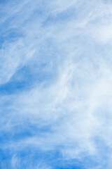 View of cirrus cloudscape with deep blue sky
