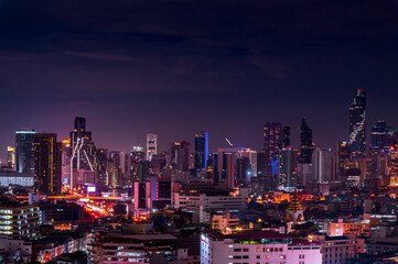night light city of  bangkok cityscape with Twilight night background bangkok city, Thailand.