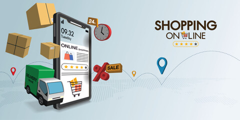 Shopping Online on Mobile application or Website and Delivery.