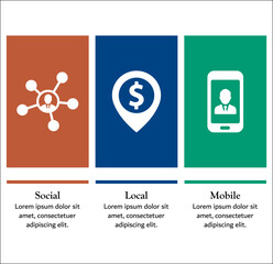 SOLOMO - Social, Local, Mobile Acronym. Infographic template with icons