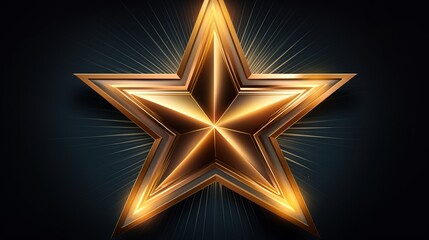 golden star on dark background with light effect generative ai