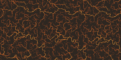 Abstract Modern Style Geometric Background Design, Golden and Brown Lit 3D Flowing Spreading Curving Lines Pattern - Dark Digitally Generated Art, Template in Editable Vector Format