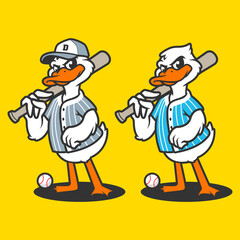 DUCK BASE BALL CARTOON MASCOT