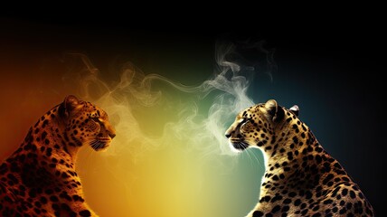 colored smoke motif animals