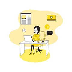 vector flat-hand drawn multitask business woman illustrated