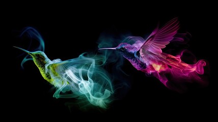colored smoke motif animals