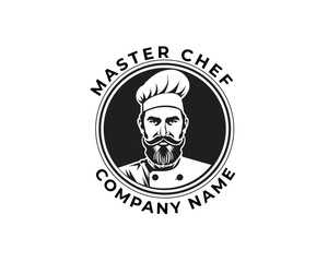 Professional Master Chef logo Template design, restaurant logo Mascot chef with hat and mustache logo design inspiration vector template, eps file