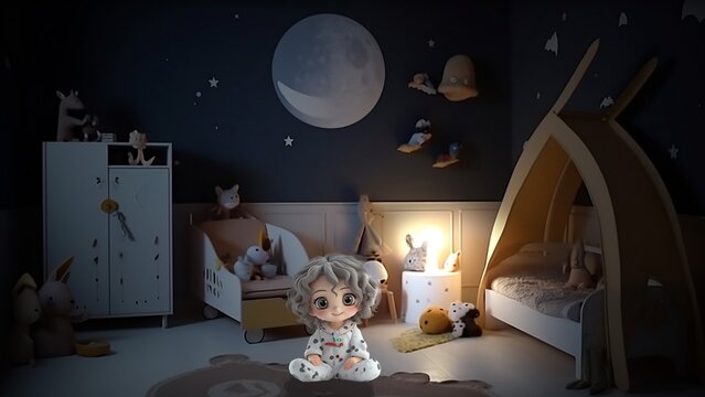 Chambre d'enfant (montage avec plusieurs images générées par IA)