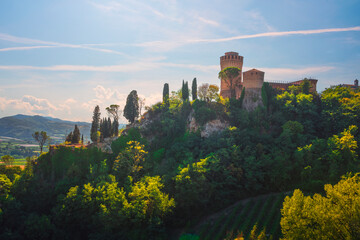 Brisighella Manfrediana medieval fortress. Emilia Romagna, Italy. - 604379987
