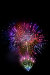 beautiful colorful firework display set for celebration happy new year and merry christmas and  fireworks on black background