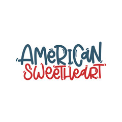 Vector handdrawn illustration. Lettering phrases Happy 4th july  Independence day. Idea for poster, postcard.  A greeting card for America's Independence Day.