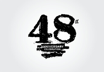 48 years anniversary celebration logotype black vector, 48th birthday logo, 48 number design, anniversary year banner, anniversary design elements for invitation card and poster. number design vector