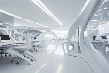 Obraz premium futuristic interior office space, generative ai
