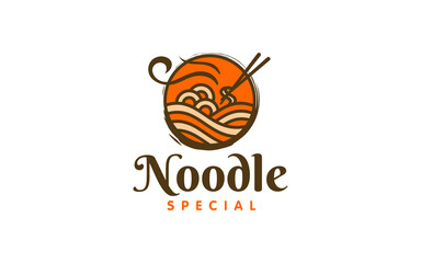 Illustration graphic vector of noodle food logo design template, suitable for business to fast food restaurants, Korean food, ramen, noodles, Japanese food, or any other company.