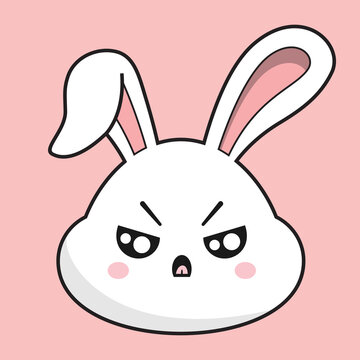 Rabbit Angry Face Bunny Head Kawaii Sticker