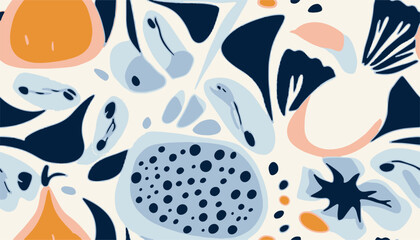 Modern colorful pattern. Hand drawn trendy abstract illustrations. Creative collage seamless pattern
