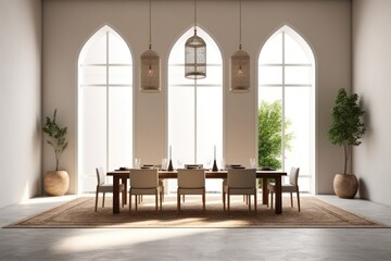 Fototapeta premium minimalist dining room arabian style lighting