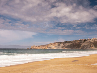 Fototapeta na wymiar View of nazare beach, portugal