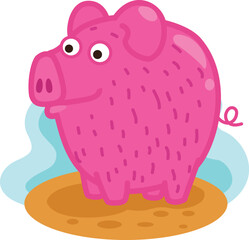 cute cartoon pig character on white background illustration