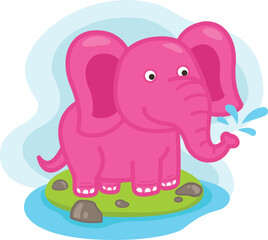 cute cartoon elephant character on white background illustration