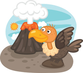 cute cartoon vulture character on white background illustration
