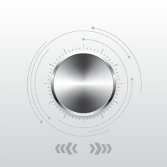 Control button technology background It is a technology that can be used to control light and sound. Aluminum gradient circle with dial display Focusing on white tones, adding elegance and modernity.