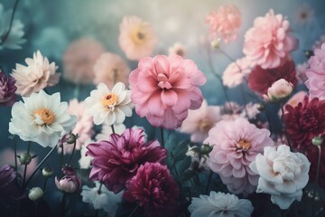 spring design vintage flower watercolor color valentine blossom pastel background peonies. Generative AI.