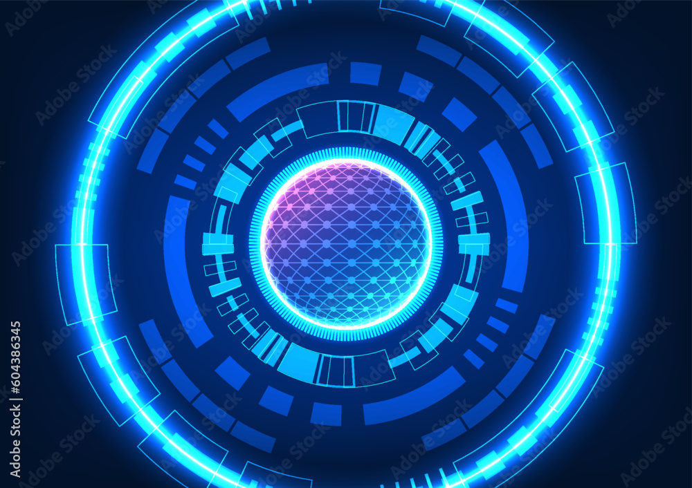 Poster technology circle background there is a processor circle within the technology it acts like a brain 