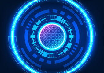 Technology circle background There is a processor circle within the technology It acts like a brain that receives information and converts it. A modern technology that helps businesses and people grow