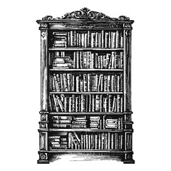 bookshelf vintage vector sketch © Satoru Sketches