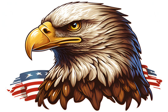 Eagle on the background of the American flag, Generative AI 1