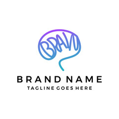Monoline brain logo design element 