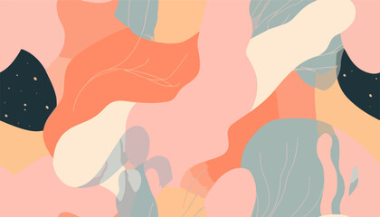 Naklejka premium Abstract exotic shapes pattern. Collage contemporary print. Fashionable template for design