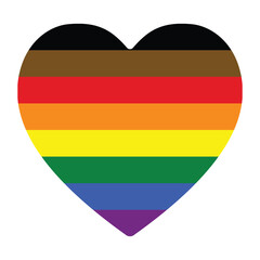 Philadelphia Pride Flag. Traditional gay pride flag with black and brown stripes