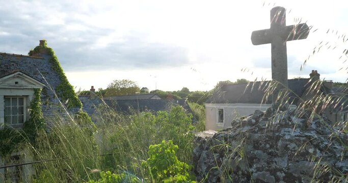 An aerial view on the roof of the Béhuard village. The 16th May 2023, Béhuard, France.