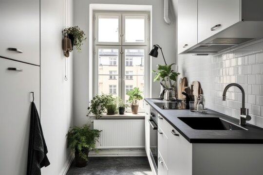 tiny minimalist kitchen stove with sink small appartement