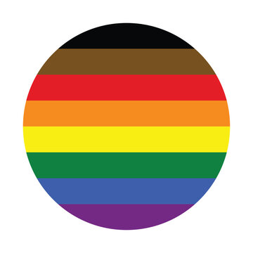 Philadelphia Pride Flag. Traditional Gay Pride Flag With Black And Brown Stripes