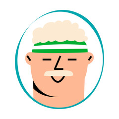 Portrait of sporty man. Cute character isolated on white background. Social network avatar template. Vector illustration.