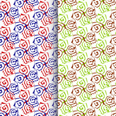 Abstract simple geometric vector seamless pattern, Collection of seamless ornamental vector patterns and swatches. White and grey geometric oriental backgrounds,  