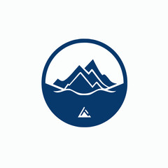 Illustration design of an ice mountain logo, blue color