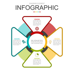vector infographic triangle with circle diagram template block. used for process diagram, presentation, working flow, information layout, banner, chart, and graph.