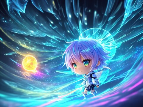 Flash Chibi Artstyle, Full Body, Beautiful Anime Waifu Style Boy, Hyperdetailed Painting, Luminism, 4k Resolution, 3d Render