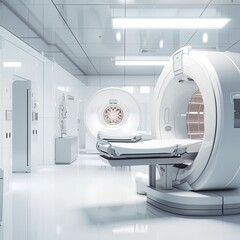 Medical CT or MRI Scan,Tomography cancer treatment machine in hospital,Medicine device,AI generated. - obrazy, fototapety, plakaty