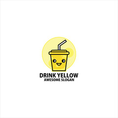 cute cup drink logo design colorful mascot