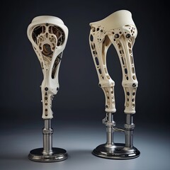 Artificial joint implants of metal and plastic,knee,AI generated.