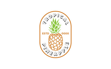 logo design featuring the iconic pineapple symbol, representing warmth, hospitality, and tropical vibes. It exudes a welcoming and playful aesthetic, making it ideal for businesses and brands 