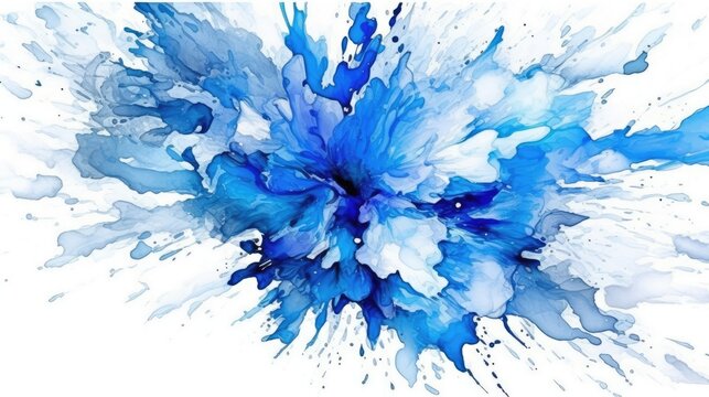Premium AI Image  A close up of a blue and white watercolor paint splatter  generative ai