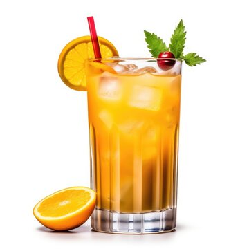 Harvey Wallbanger Cocktail Isolated On White (generative AI)